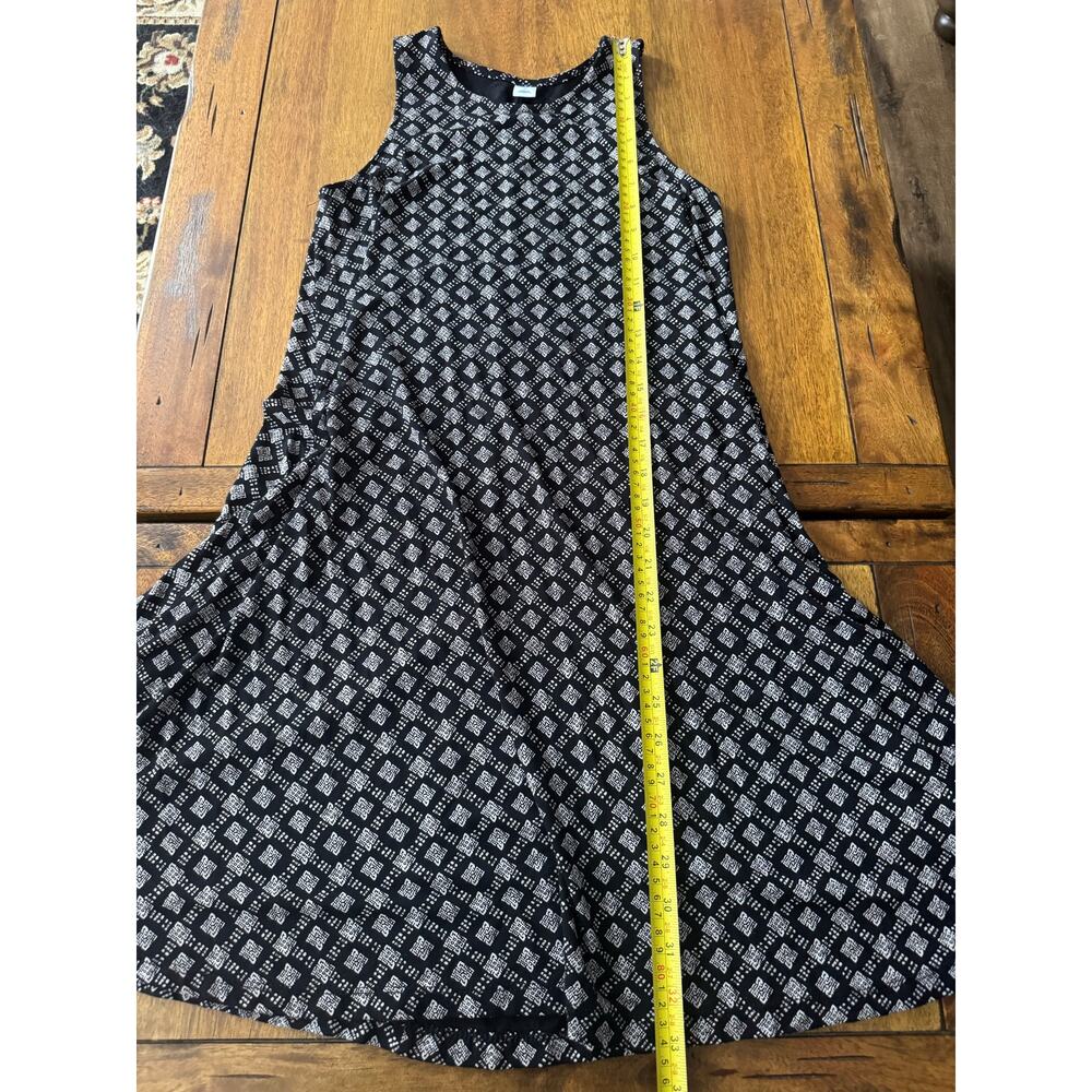 Old Navy Black White Printed Sleeveless Dress Women’s XS Knit Casual Midi - Picture 9 of 10